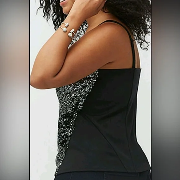 ✨ Lane Bryant NWT Black Sequin Camisole Top – Size 16 ✨ - Picture 3 of 11